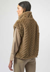 Joseph Ribkoff Chevron Faux Fur Gilet, Dark Beige