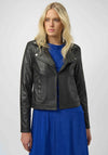 Joseph Ribkoff Foiled Faux Suede Biker Jacket, Black