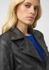 Joseph Ribkoff Foiled Faux Suede Biker Jacket, Black