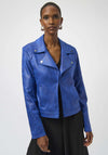 Joseph Ribkoff Foiled Faux Suede Biker Jacket, Blue