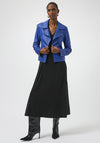 Joseph Ribkoff Foiled Faux Suede Biker Jacket, Blue