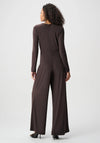 Joseph Ribkoff Silky Knit Wide-Leg Wrap Jumpsuit, Mocha Brown