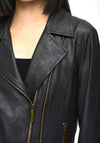 Joseph Ribkoff Leather Casual Zipper Jacker, Black