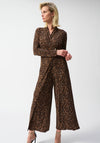 Joseph Ribkoff Leopard Print Wrap Wide Leg Jumpsuit, Brown