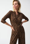 Joseph Ribkoff Leopard Print Wrap Wide Leg Jumpsuit, Brown
