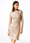 Joseph Ribkoff Sophisticated Sequined Midi Party Dress, Matte Gold
