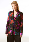 Joseph Ribkoff Silky Knit Floral Straight Blazer, Black Multi