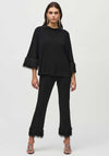 Joseph Ribkoff Fringe Cuff High Neck Top, Black