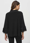 Joseph Ribkoff Fringe Cuff High Neck Top, Black