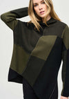 Joseph Ribkoff Colour Block Rhinestone Knit Jumper, Iguana