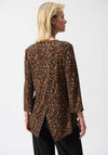 Joseph Ribkoff Leopard Zip V Neck Top, Brown