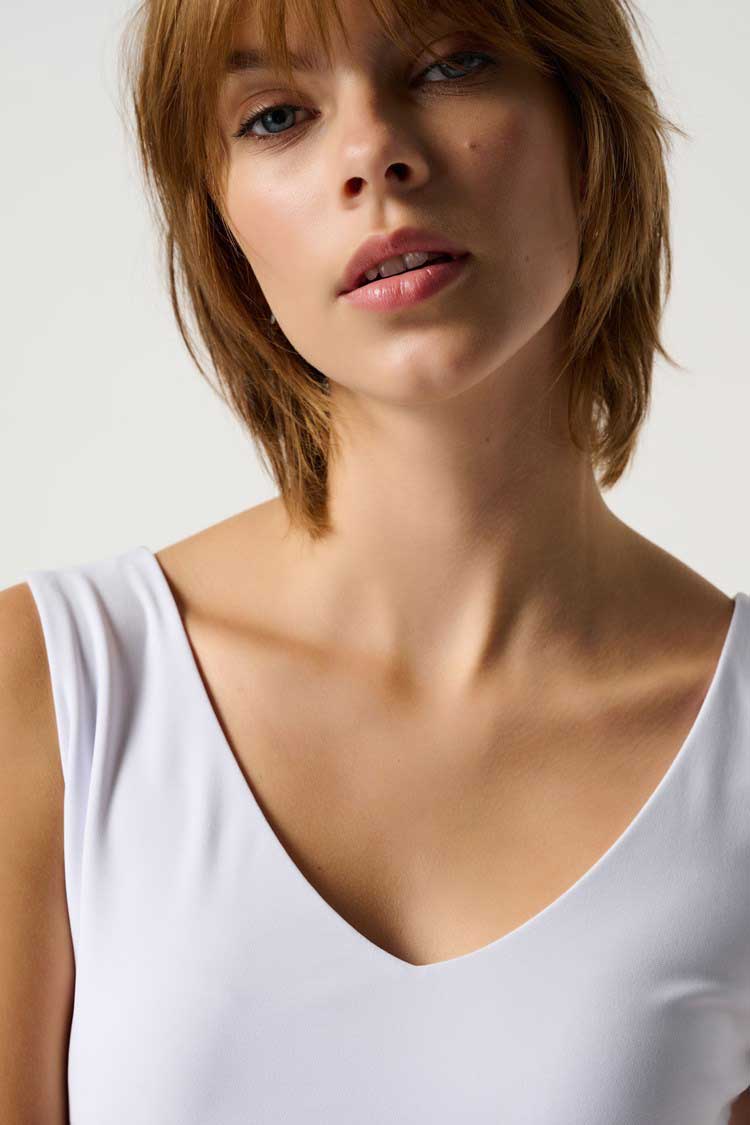 Joseph Ribkoff V Neck Sleeveless Top, White