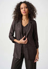 Joseph Ribkoff Pleated Satin Open Blazer, Brown