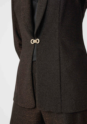Joseph Ribkoff Sparkle Knit Fitted Blazer, Brown