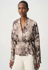 Joseph Ribkoff Abstract Print Wrap Top, Beige Multi