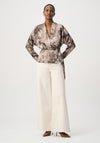 Joseph Ribkoff Abstract Print Wrap Top, Beige Multi