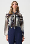 Joseph Ribkoff Geometric Print Tie Detail Blouse, Brown Multi