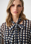 Joseph Ribkoff Geometric Print Tie Detail Blouse, Brown Multi