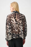 Joseph Ribkoff Chiffon Animal Print with Bow Tie Detail Top, Grey and Black