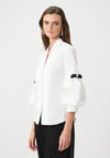 Joseph Ribkoff Fitted with Rhinestone Buttons Blouse, White