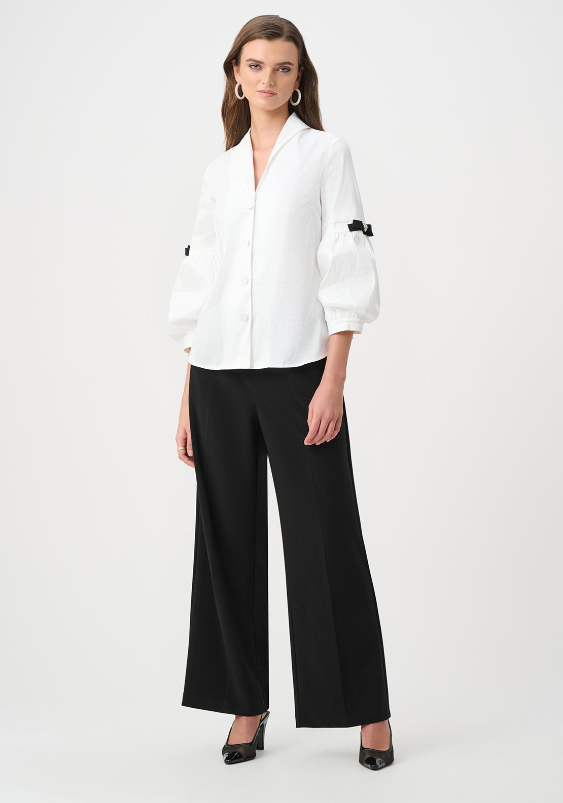 Joseph Ribkoff Fitted with Rhinestone Buttons Blouse, White