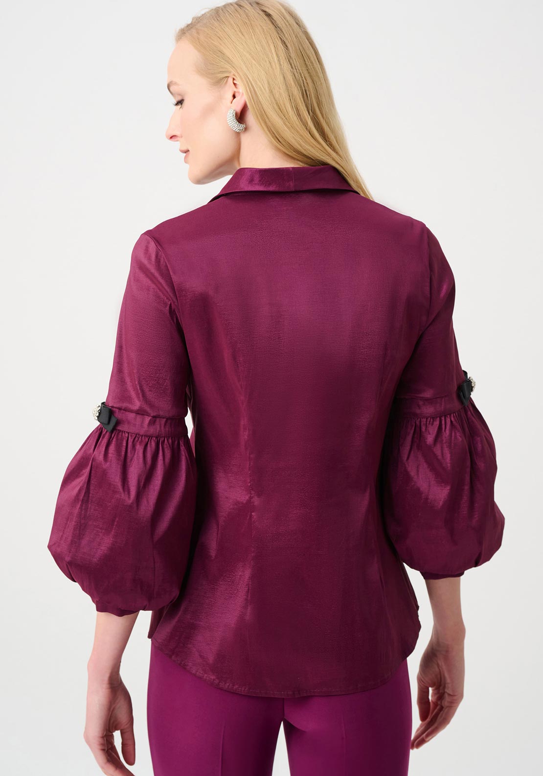 Joseph Ribkoff Fitted with Rhinestone Buttons Blouse, Berry Pink