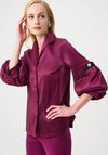 Joseph Ribkoff Fitted with Rhinestone Buttons Blouse, Berry Pink