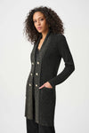 Joseph Ribkoff Lurex Knit Open Cardigan, Black and Gold