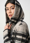 Joseph Ribkoff Plaid Hooded Coat, Taupe Multi