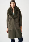 Joseph Ribkoff Knit with Detachable Faux Fur Collar Coat, Green