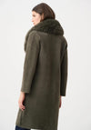 Joseph Ribkoff Knit with Detachable Faux Fur Collar Coat, Green