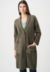 Joseph Ribkoff Knit with Detachable Faux Fur Collar Coat, Green