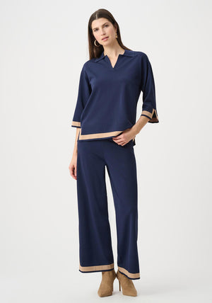 Joseph Ribkoff Colour Block Culotte Trousers, Navy and Beige