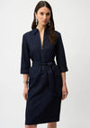 Joseph Ribkoff Half Zip with Belt Denim Dress, Dark Blue