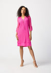 Joseph Ribkoff Mesh Overlay Zip Detail Dress, Ultra Pink