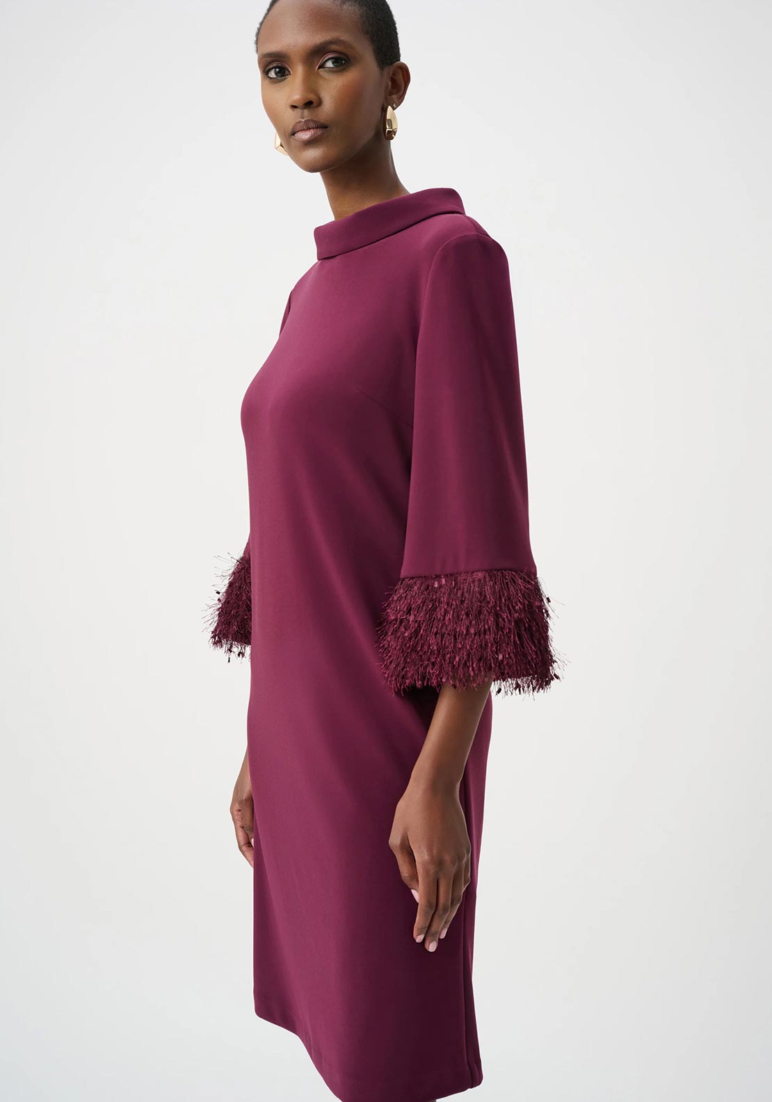 joseph ribkoff purple dress Chiffon Cape Flare Dress
