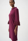 Joseph Ribkoff Frayed Sleeve Midi Dress, Purple