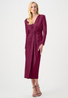 Joseph Ribkoff V-Neck with Knot Detail Midi Dress, Purple