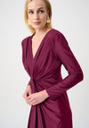 Joseph Ribkoff V-Neck with Knot Detail Midi Dress, Purple