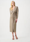 Joseph Ribkoff V-Neck with Knot Detail Midi Dress, Beige