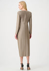 Joseph Ribkoff V-Neck with Knot Detail Midi Dress, Beige
