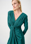 Joseph Ribkoff V-Neck with Knot Detail Midi Dress, Green