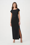 Joseph Ribkoff Scuba Crepe with Rhinestone Piping Midi Dress, Black