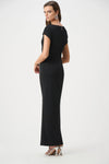 Joseph Ribkoff Scuba Crepe with Rhinestone Piping Midi Dress, Black