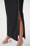 Joseph Ribkoff Scuba Crepe with Rhinestone Piping Midi Dress, Black