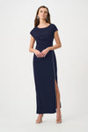 Joseph Ribkoff Scuba Crepe with Rhinestone Piping Midi Dress, Navy