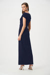 Joseph Ribkoff Scuba Crepe with Rhinestone Piping Midi Dress, Navy
