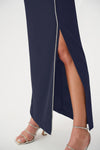 Joseph Ribkoff Scuba Crepe with Rhinestone Piping Midi Dress, Navy