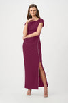Joseph Ribkoff Scuba Crepe with Rhinestone Piping Midi Dress, Berry Pink