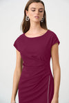 Joseph Ribkoff Scuba Crepe with Rhinestone Piping Midi Dress, Berry Pink